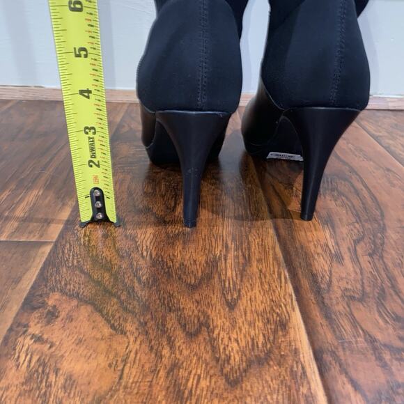 ADRIENNE VITTADINI Black Leather 9.5 Knee High Boots 3.5” Stiletto Full Zipper - Picture 8 of 13